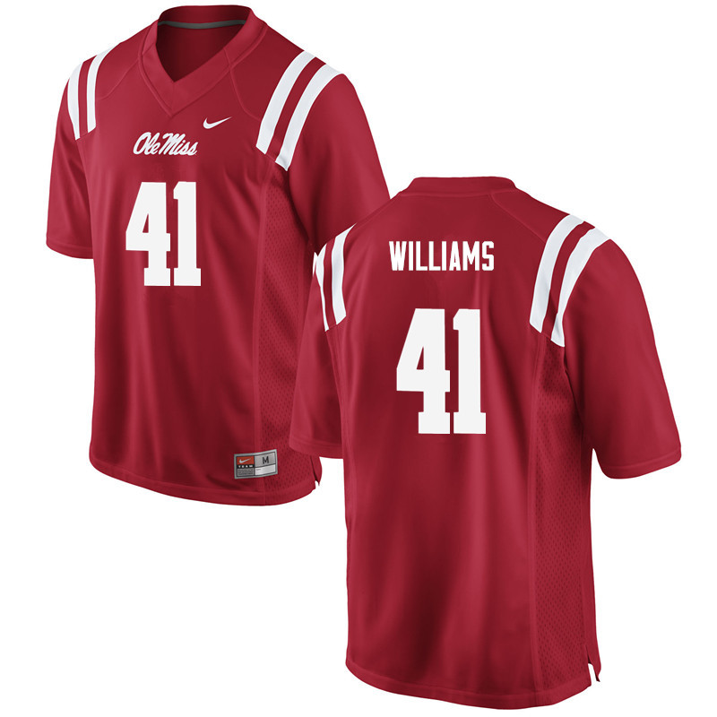 Ole Miss Rebels #41 Brenden Williams College Football Jerseys-Red